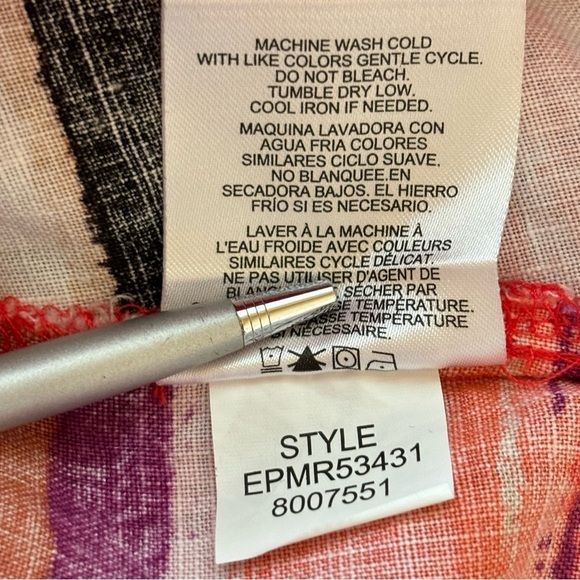 Ellen Tracy Linen Sleeveless Striped Orange Purple Tunic Top Small - Picture 10 of 11
